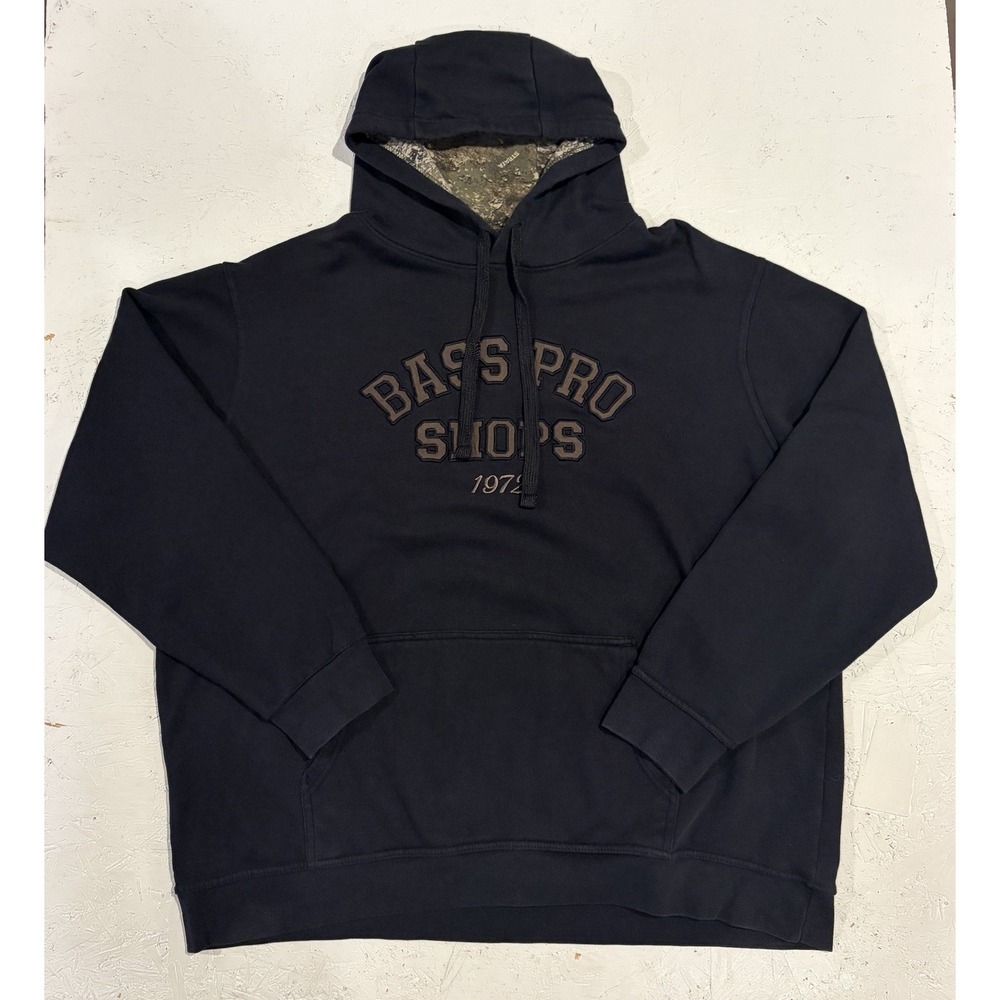 Bass Pro Shops Embroidered Sweatshirt Hoodie Mens 2XL Embroidered Strata Black